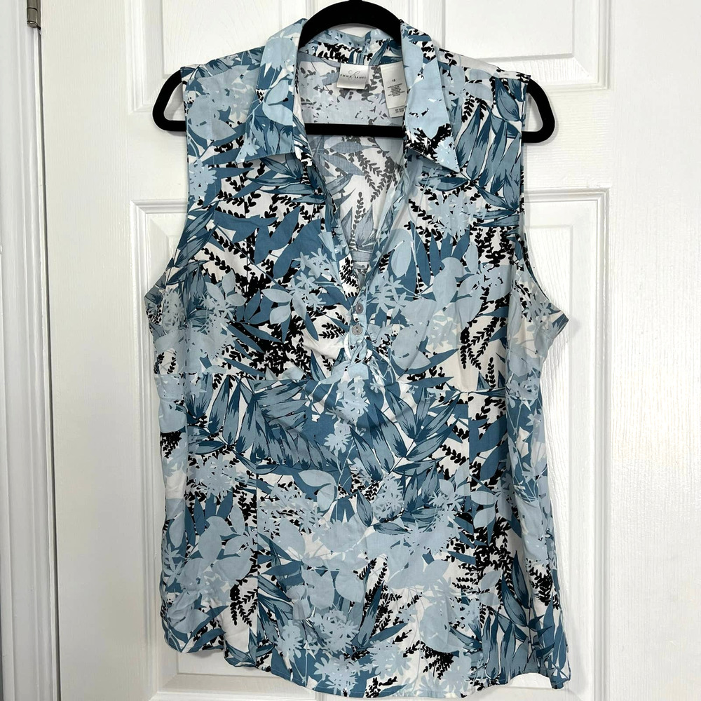 EMMA JAMES WOMENS SLEEVELESS TUNIC FLORAL PRINT BLOUSE SIZE 18